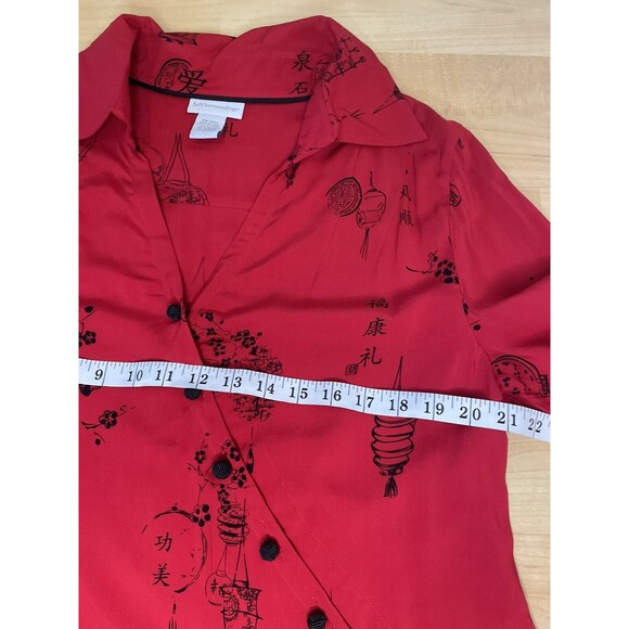 Soft Surroundings Large Kimono Pagoda Tunic Top Red And Black Wrap Shirt - Picture 10 of 12